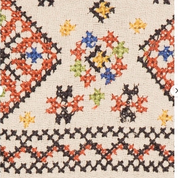 Free People Boho Embroidered Wrap Dress SP Beige Cotton Mini Festival Tie Waist - Picture 4 of 11